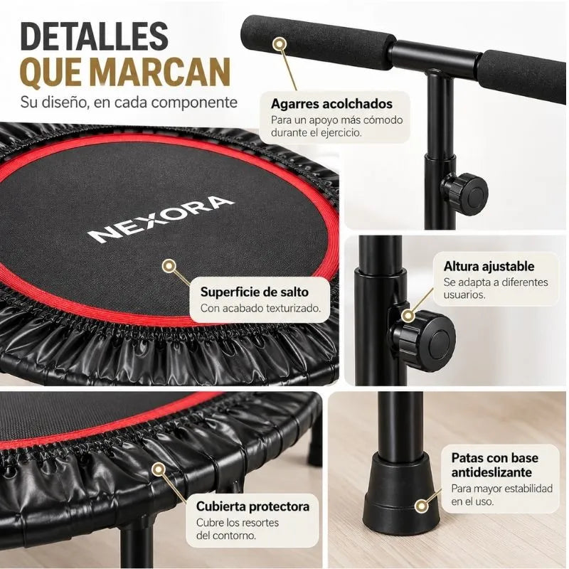 🤸 Trampolín Fitness con Barra · 1 m · Hasta 100 kg