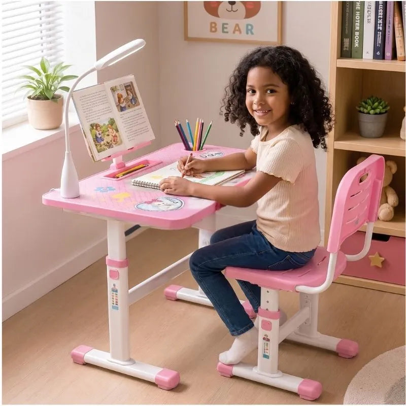 📚Escritorio Infantil Ajustable con Silla para Estudiar, Leer y Dibujar