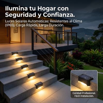 Luces Solares LED para Escaleras y Jardín ☀️ Iluminación Automática Sin Cables ni Instalaciones