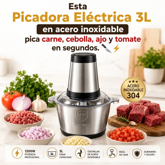 Picadora Eléctrica 3 Litros⚡ Pica Carne y Verduras en Segundos