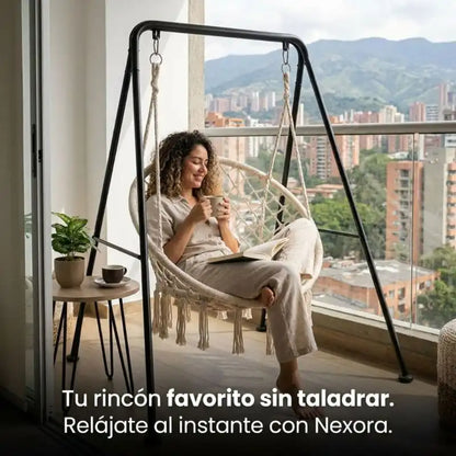 Silla hamaca con soporte metálico