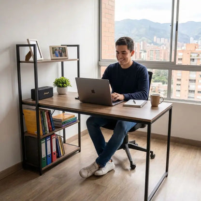 Escritorio con Estanterías de Madera 🖥️ Organiza y Aprovecha Mejor tu Espacio