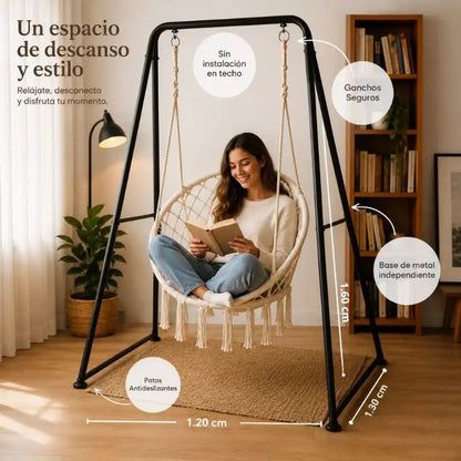 Silla hamaca con soporte metálico