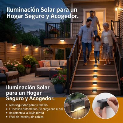 Luces Solares LED para Escaleras y Jardín ☀️ Iluminación Automática Sin Cables ni Instalaciones