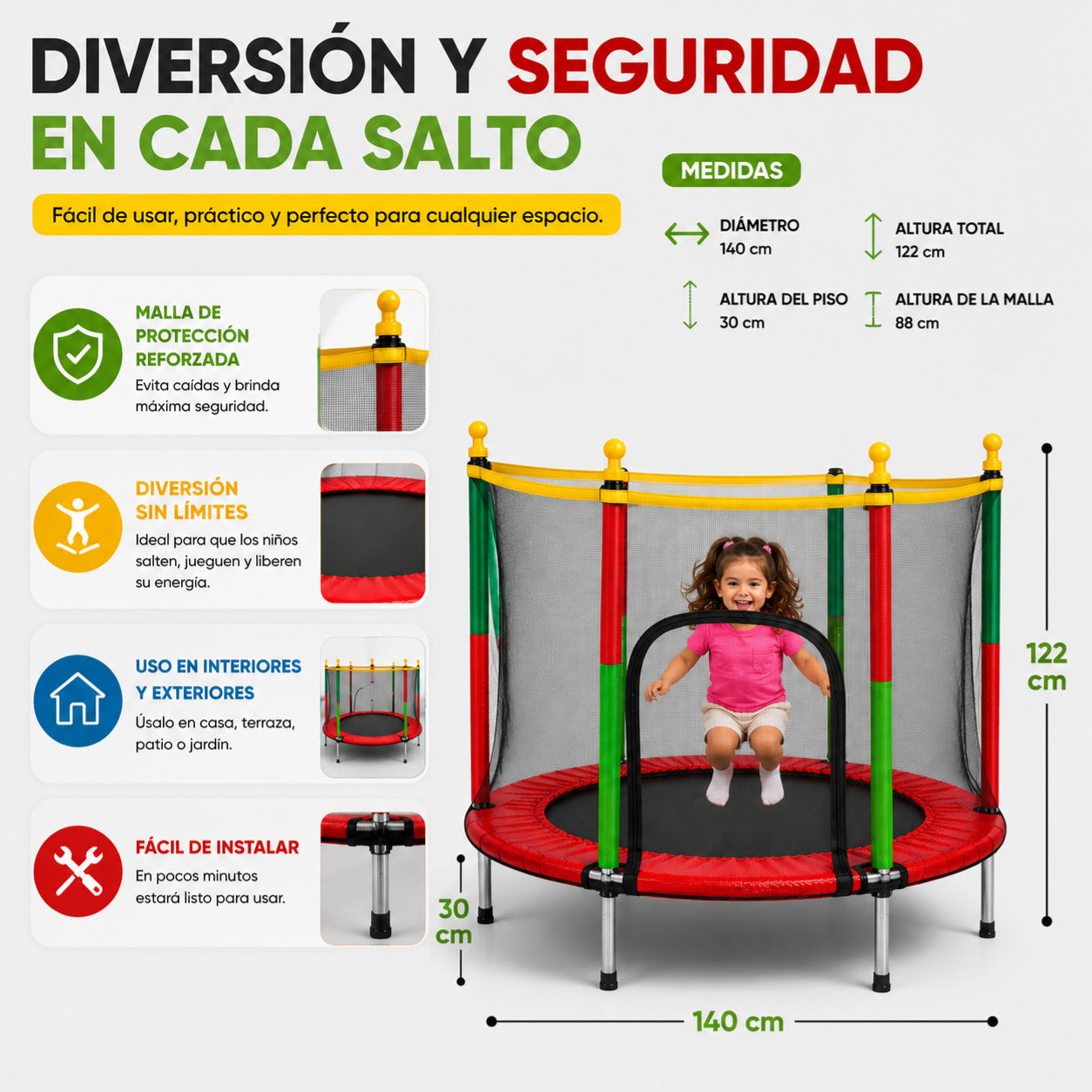 Trampolín Infantil con Malla de Seguridad