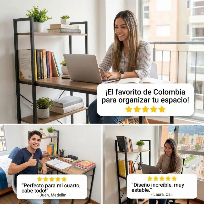 Escritorio con Estanterías de Madera 🖥️ Organiza y Aprovecha Mejor tu Espacio