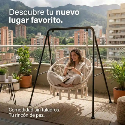 Silla hamaca con soporte metálico