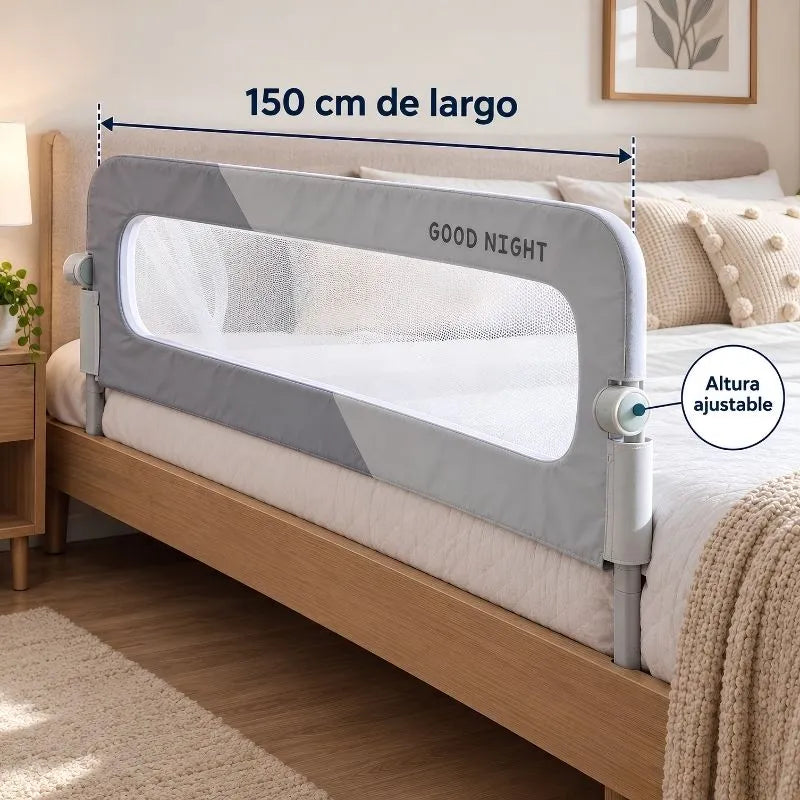 🛏️ Baranda de Seguridad para Cama · 1,50 m · Altura Ajustable