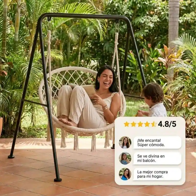 Silla hamaca con soporte metálico