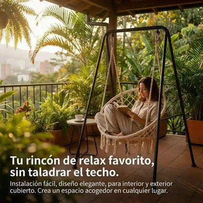 Silla hamaca con soporte metálico