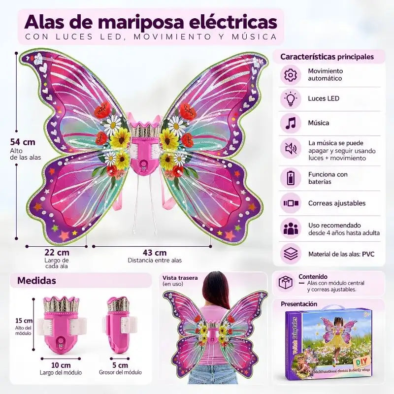 🦋 Alas de Mariposa con Movimiento y Luces LED