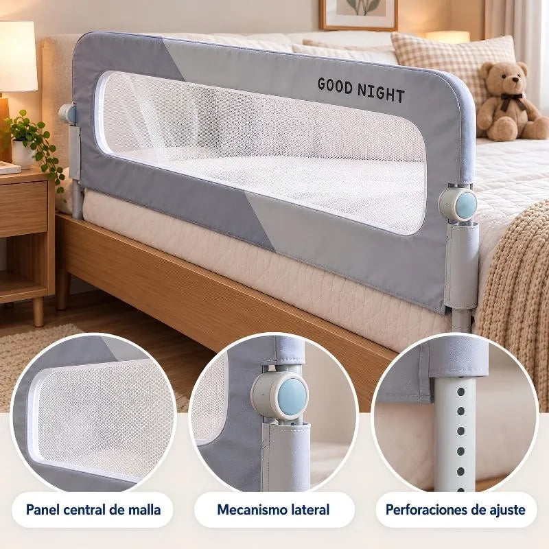 🛏️ Baranda de Seguridad para Cama · 1,50 m · Altura Ajustable