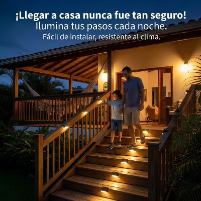Luces Solares LED para Escaleras y Jardín ☀️ Iluminación Automática Sin Cables ni Instalaciones