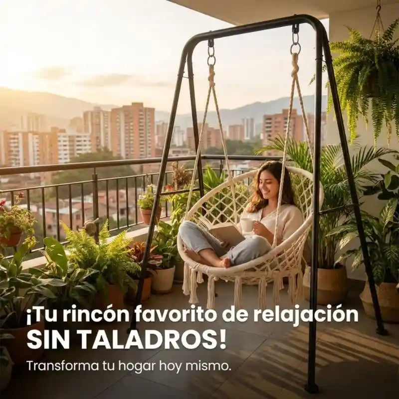 Silla hamaca con soporte metálico