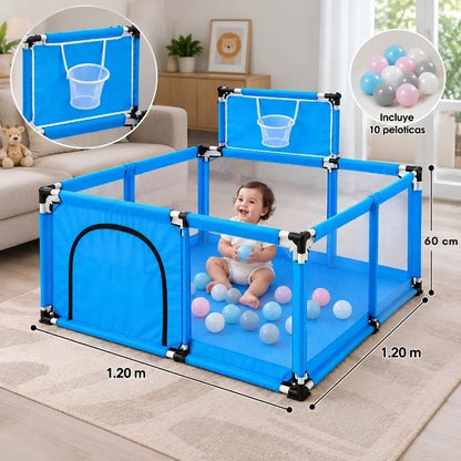 🧸 Corral Infantil 1,20 × 1,20 m con Malla para Crear su Propio Espacio de Juego