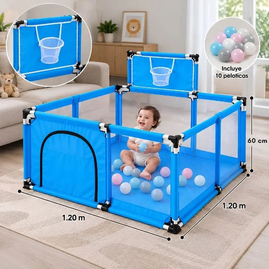 🧸 Corral Infantil 1,20 × 1,20 m con Malla para Crear su Propio Espacio de Juego