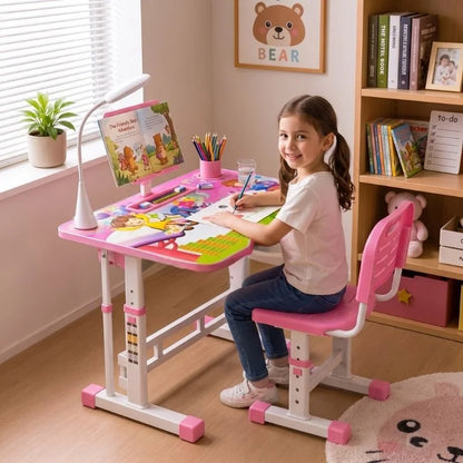 📚Escritorio Infantil Ajustable con Silla para Estudiar, Leer y Dibujar