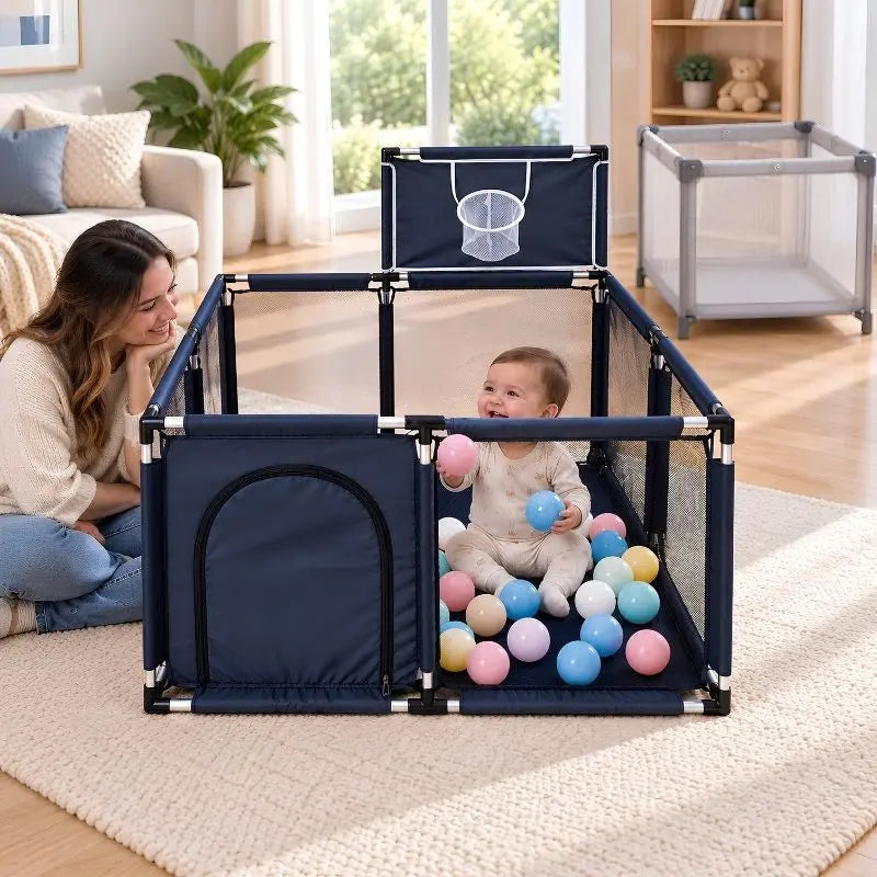 🧸 Corral Infantil 1,20 × 1,20 m con Malla para Crear su Propio Espacio de Juego