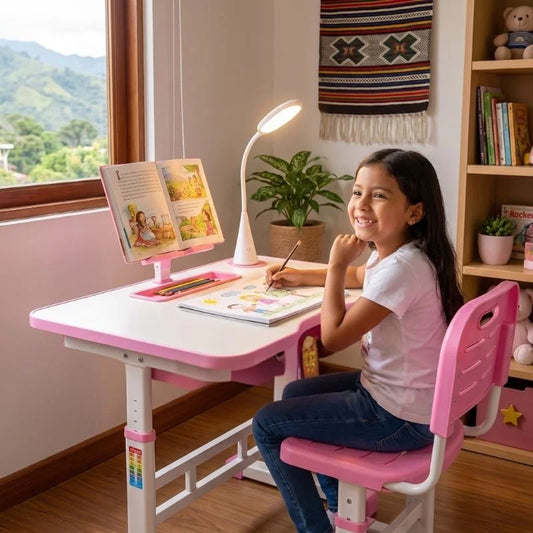 📚Escritorio Infantil Ajustable con Silla para Estudiar, Leer y Dibujar