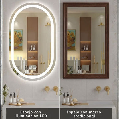 ✨ Espejo Ovalado LED con 3 Tonos de Luz para Verte Mejor y Transformar tu Espacio