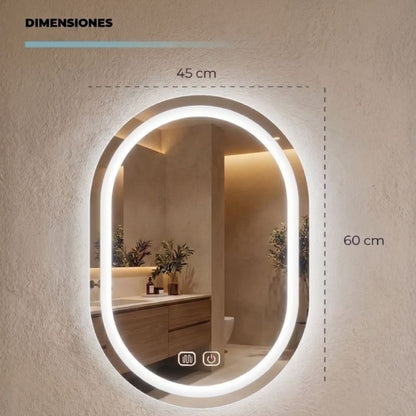 ✨ Espejo Ovalado LED con 3 Tonos de Luz para Verte Mejor y Transformar tu Espacio
