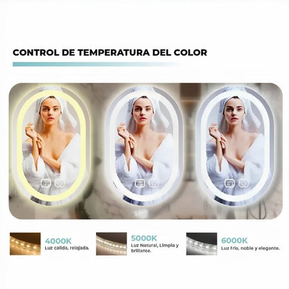 ✨ Espejo Ovalado LED con 3 Tonos de Luz para Verte Mejor y Transformar tu Espacio