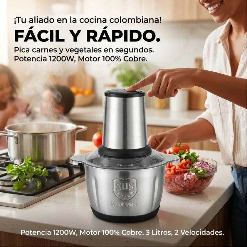 Picadora Eléctrica 3 Litros⚡ Pica Carne y Verduras en Segundos