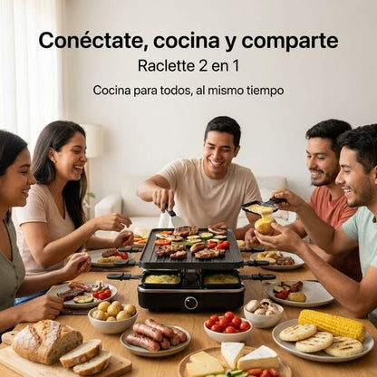 Raclette Eléctrica 2 En 1 🔥 Cocina Fácil y Comparte en Casa