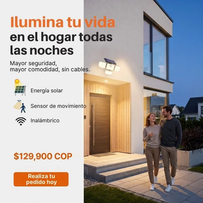 Lámpara Solar LED de 4 Caras con Sensor y Control Remoto para Mayor Seguridad 💡