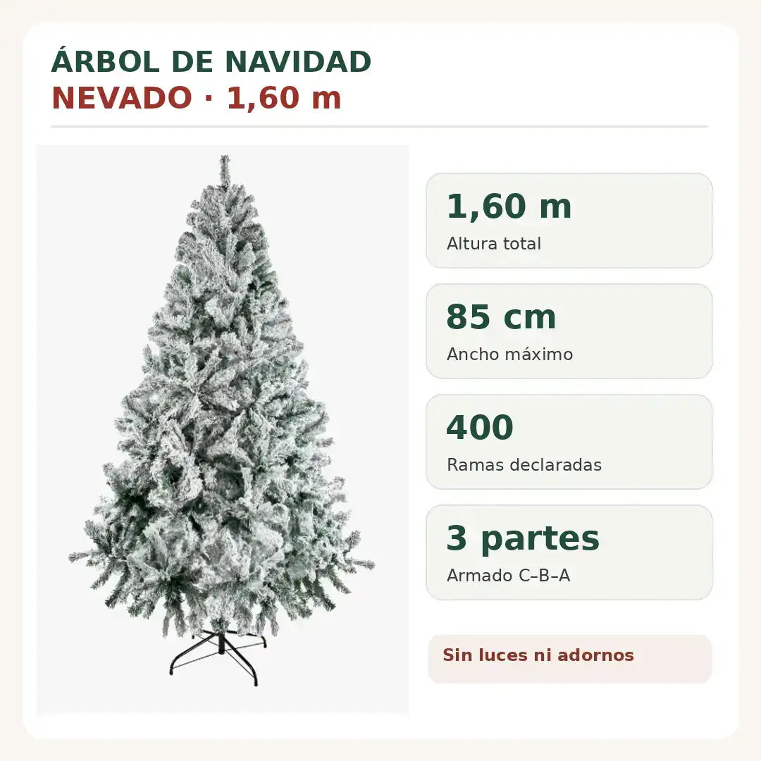 ❄️ Árbol Nevado · 1,60 m · 400 Ramas